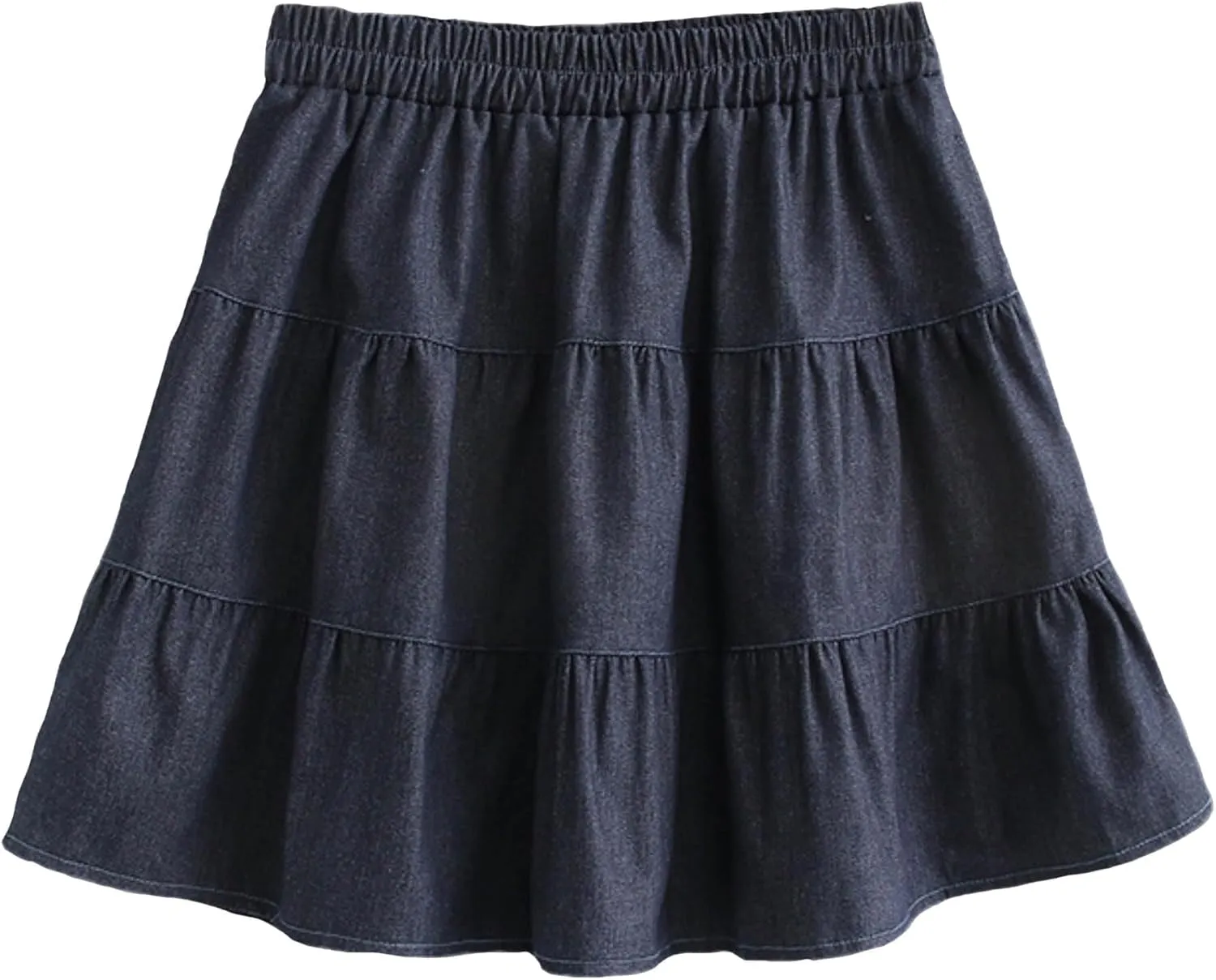 Cute Bows Tiered Denim Skirts for Teens Women High Waisted Mini Skort 2025 Trendy Casual Flare Blue Jean Skirt