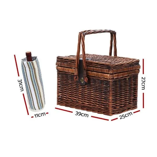 Deluxe 4 Person Picnic Basket With Insulated Wine Bag