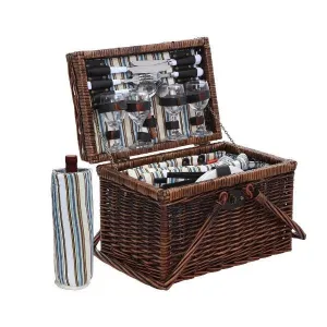Deluxe 4 Person Picnic Basket With Insulated Wine Bag