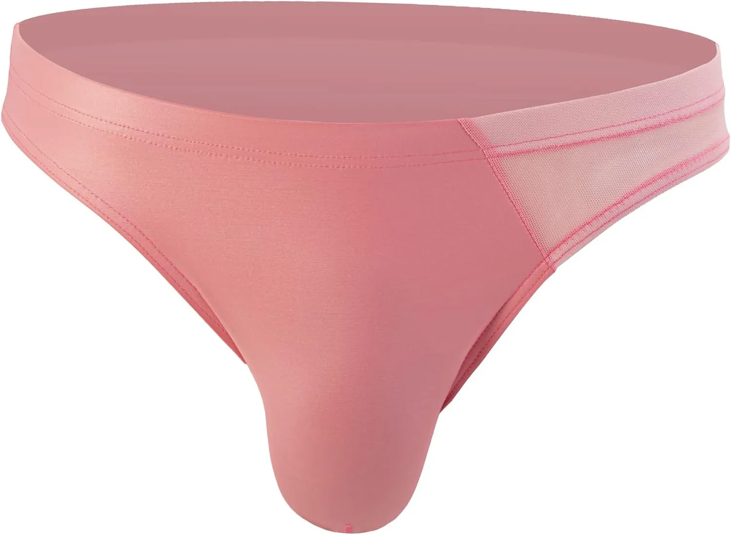 Evankin Brief Underwear Men's Sexy Thong Pants with Lacquer Leather and Transparent Mesh Fabric
