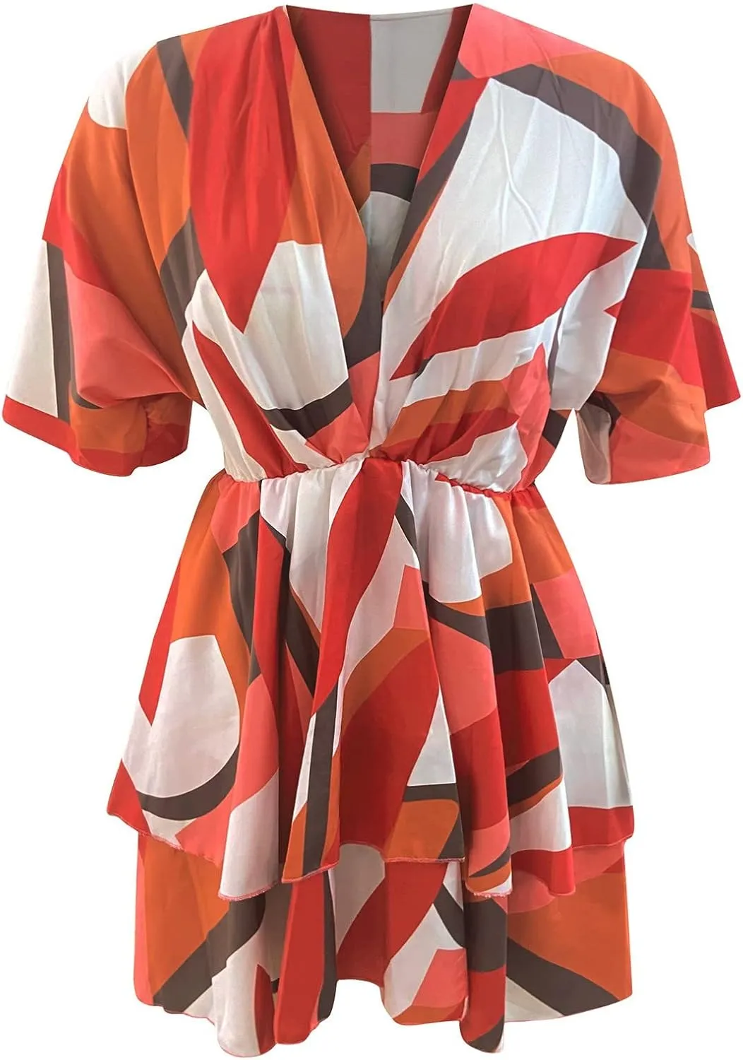 Formal Dresses for Women Batwing Sleeve V Neck Elastic Waist Boho Overall Work Dresses for Women