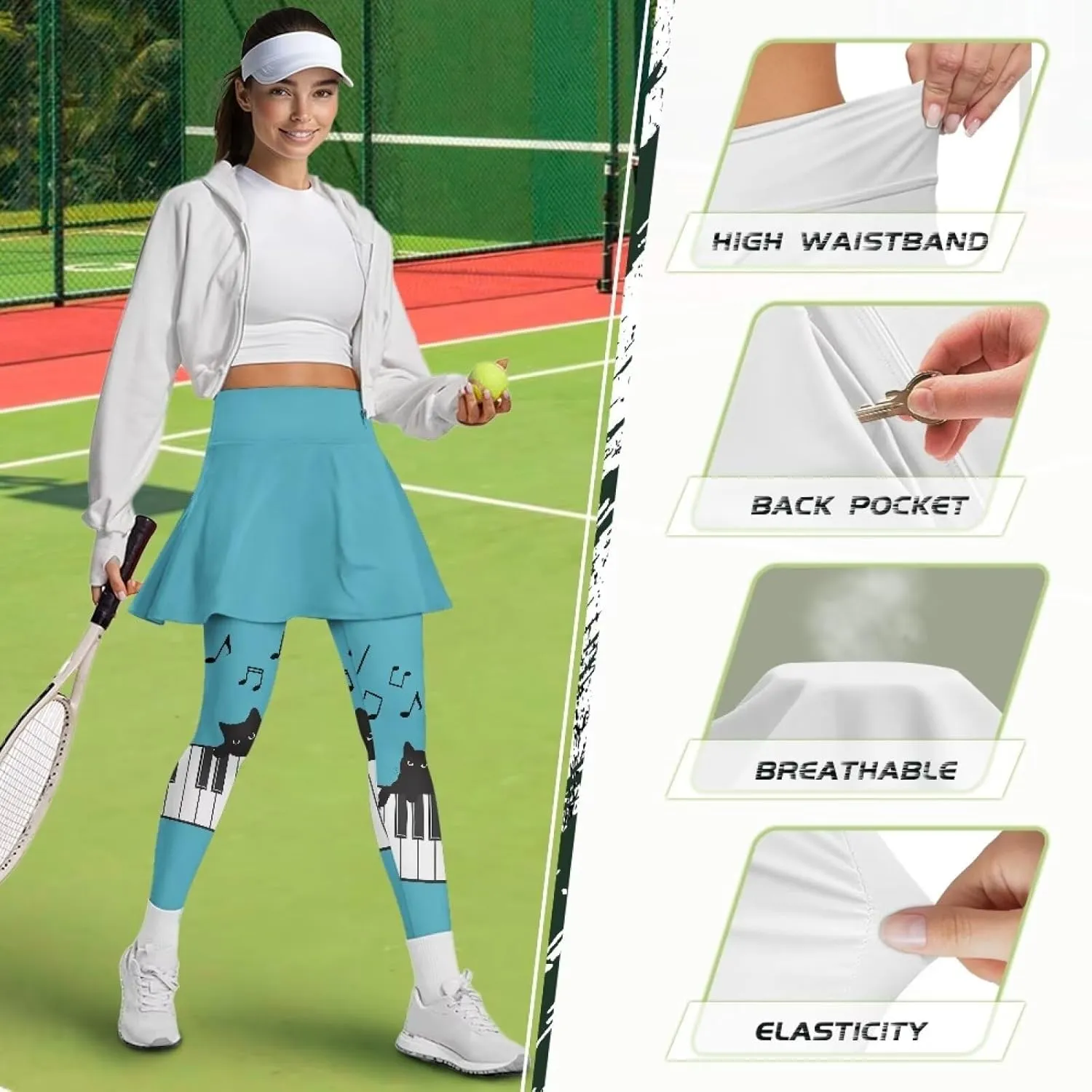 Golf Skirt for Women High Waisted Ruffle Pleated Tennis Skorts Pant Tummy Control Gym Skirt Pants Plus Size XS-3XL