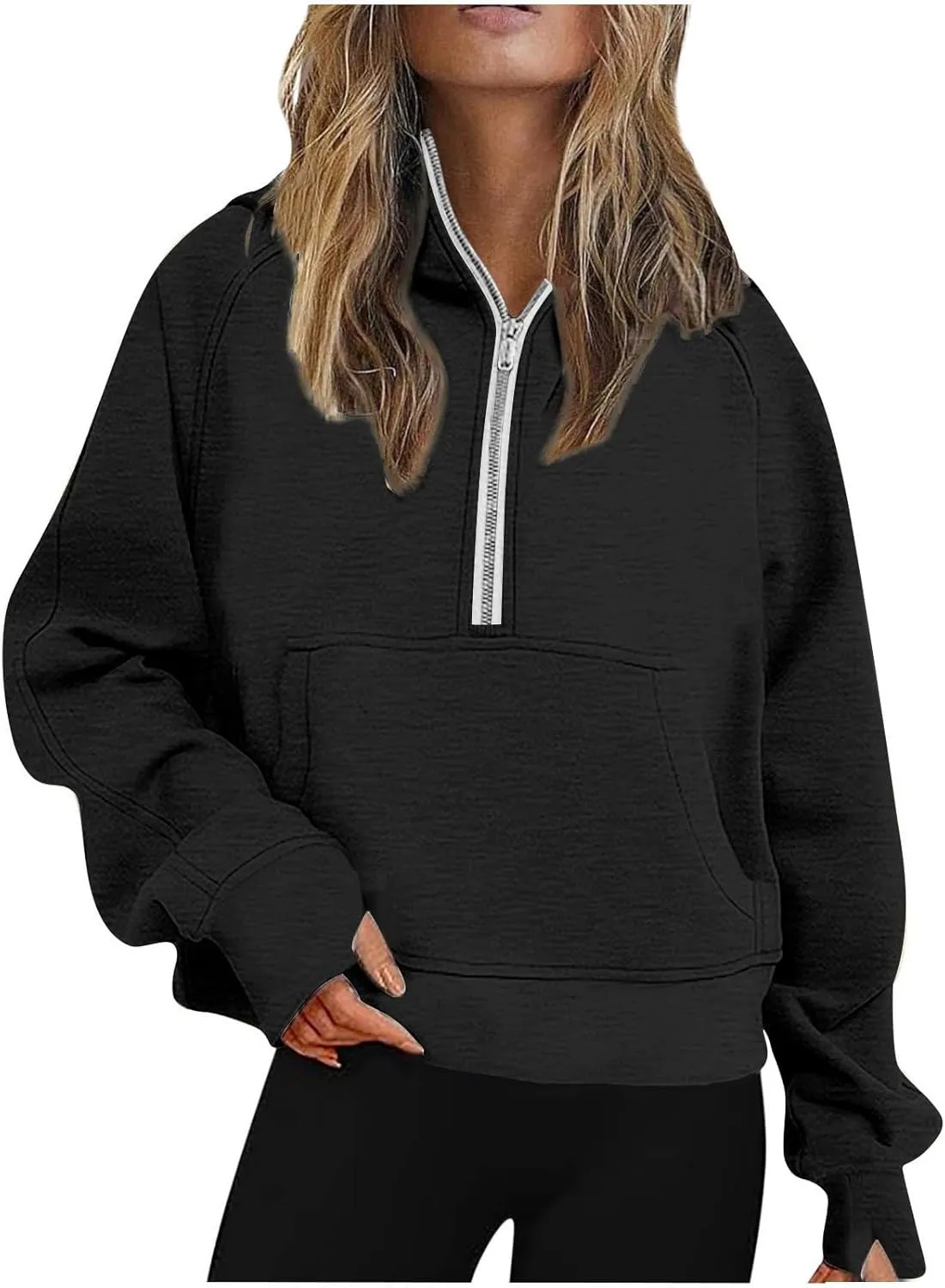 Half Zip Hoodies for Women Fall Fashion 2024 Fleece Oversized Sweatshirt Long Sleeve Cropped Pullover Y2K Clothes