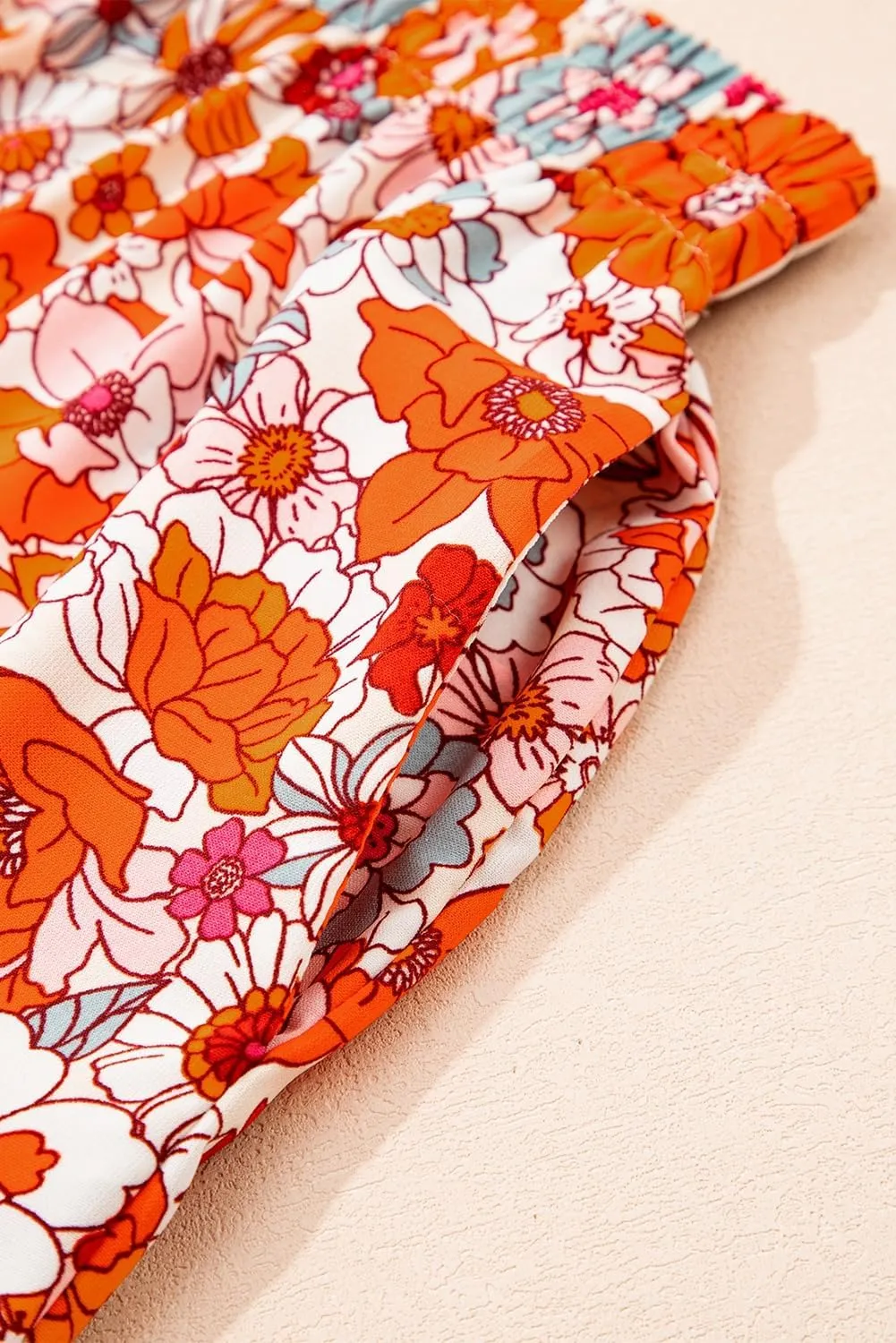 Happy Sailed Skirts for Women Spring Summer Boho Floral Print High Waist Flowy Split A Line Maxi Skirt with Pockets