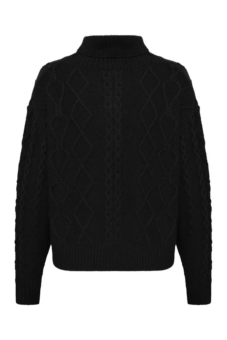 Heart Cable Button Neck Black