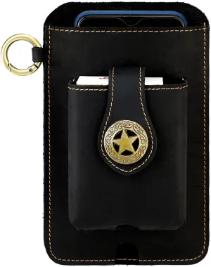 Hiking Tactical Fanny Pack for Men Crazy Horse Leather Phone Waist Bag with Keychain for Outdoor Cycling Travel