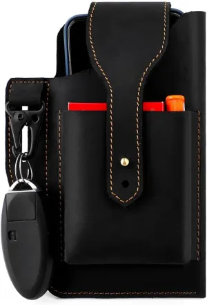 Hiking Tactical Fanny Pack for Men Crazy Horse Leather Phone Waist Bag with Keychain for Outdoor Cycling Travel