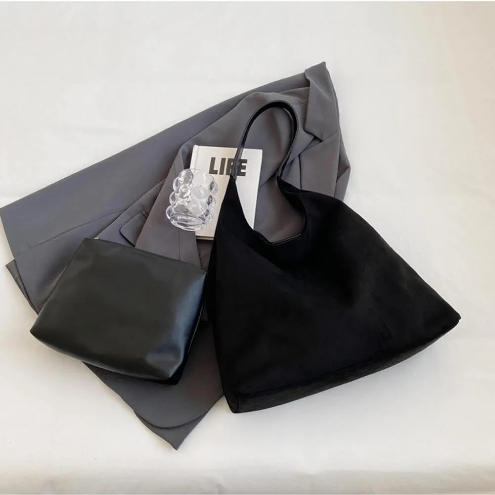 Hobo Bags for Women Velvet Tote Bag Retro PU Leather Crossbody Bag Shoulder Purses Handbag Ladies Top Handle Handbag
