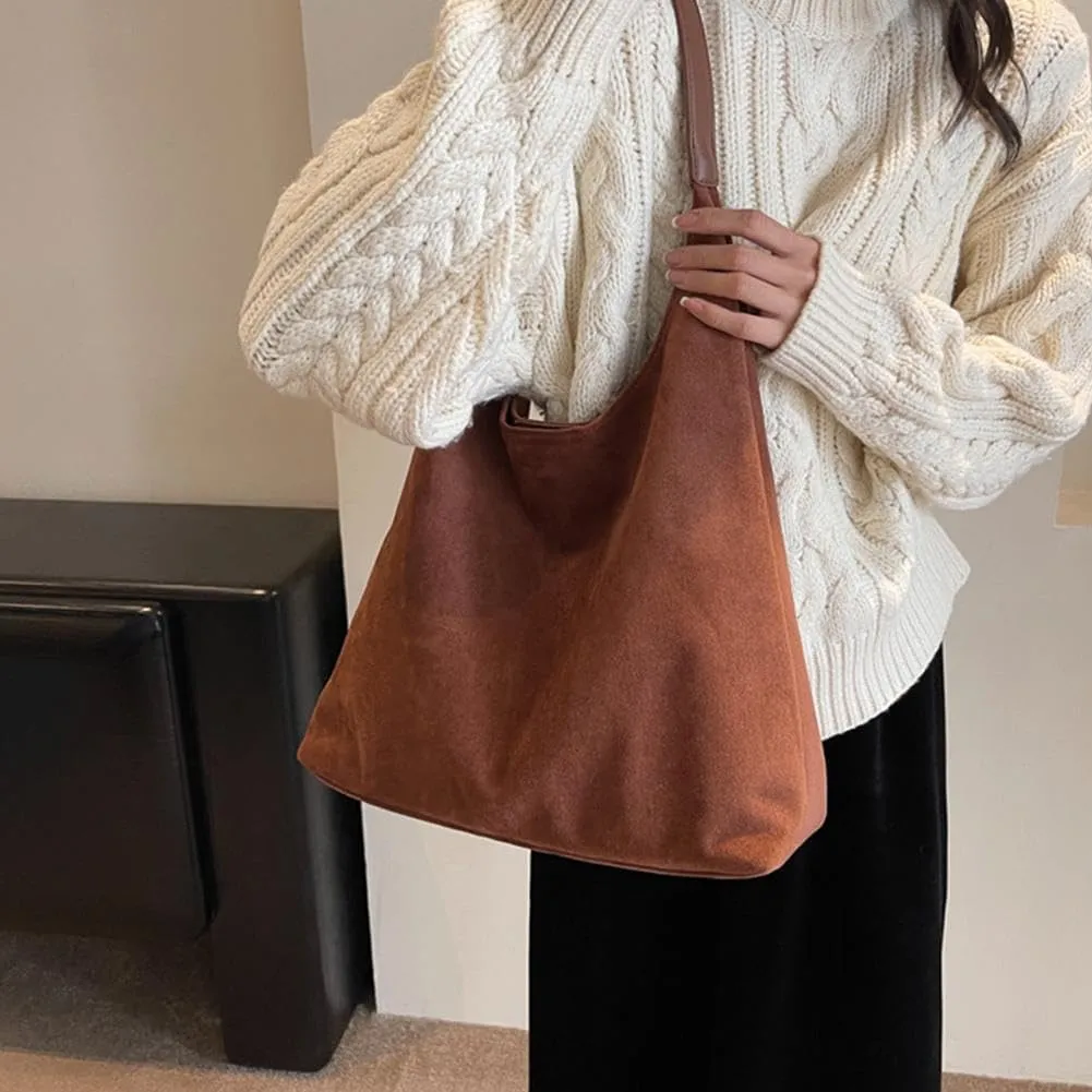 Hobo Bags for Women Velvet Tote Bag Retro PU Leather Crossbody Bag Shoulder Purses Handbag Ladies Top Handle Handbag