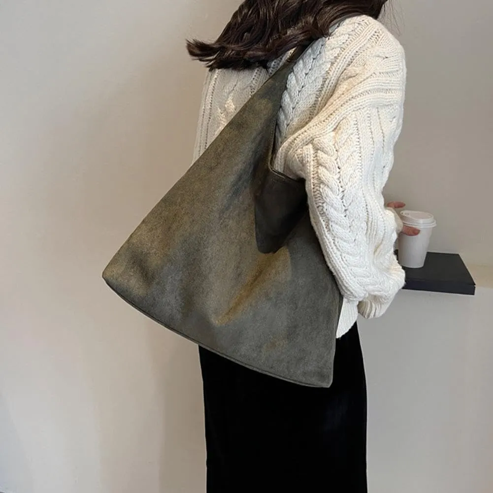 Hobo Bags for Women Velvet Tote Bag Retro PU Leather Crossbody Bag Shoulder Purses Handbag Ladies Top Handle Handbag