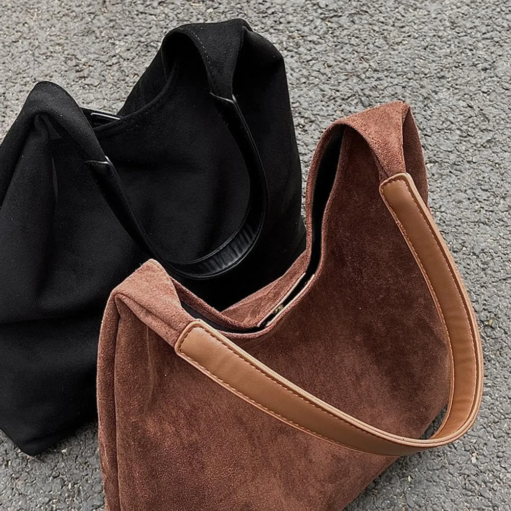 Hobo Bags for Women Velvet Tote Bag Retro PU Leather Crossbody Bag Shoulder Purses Handbag Ladies Top Handle Handbag