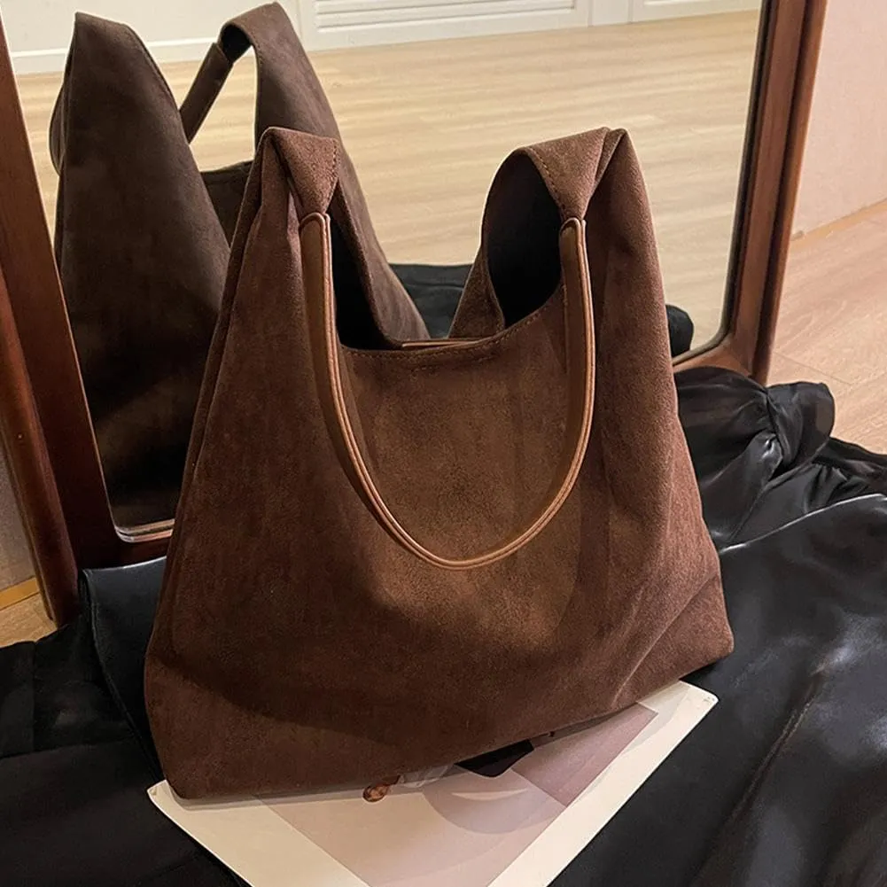 Hobo Bags for Women Velvet Tote Bag Retro PU Leather Crossbody Bag Shoulder Purses Handbag Ladies Top Handle Handbag
