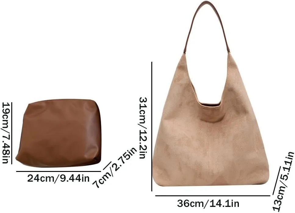 Hobo Bags for Women Velvet Tote Bag Retro PU Leather Crossbody Bag Shoulder Purses Handbag Ladies Top Handle Handbag