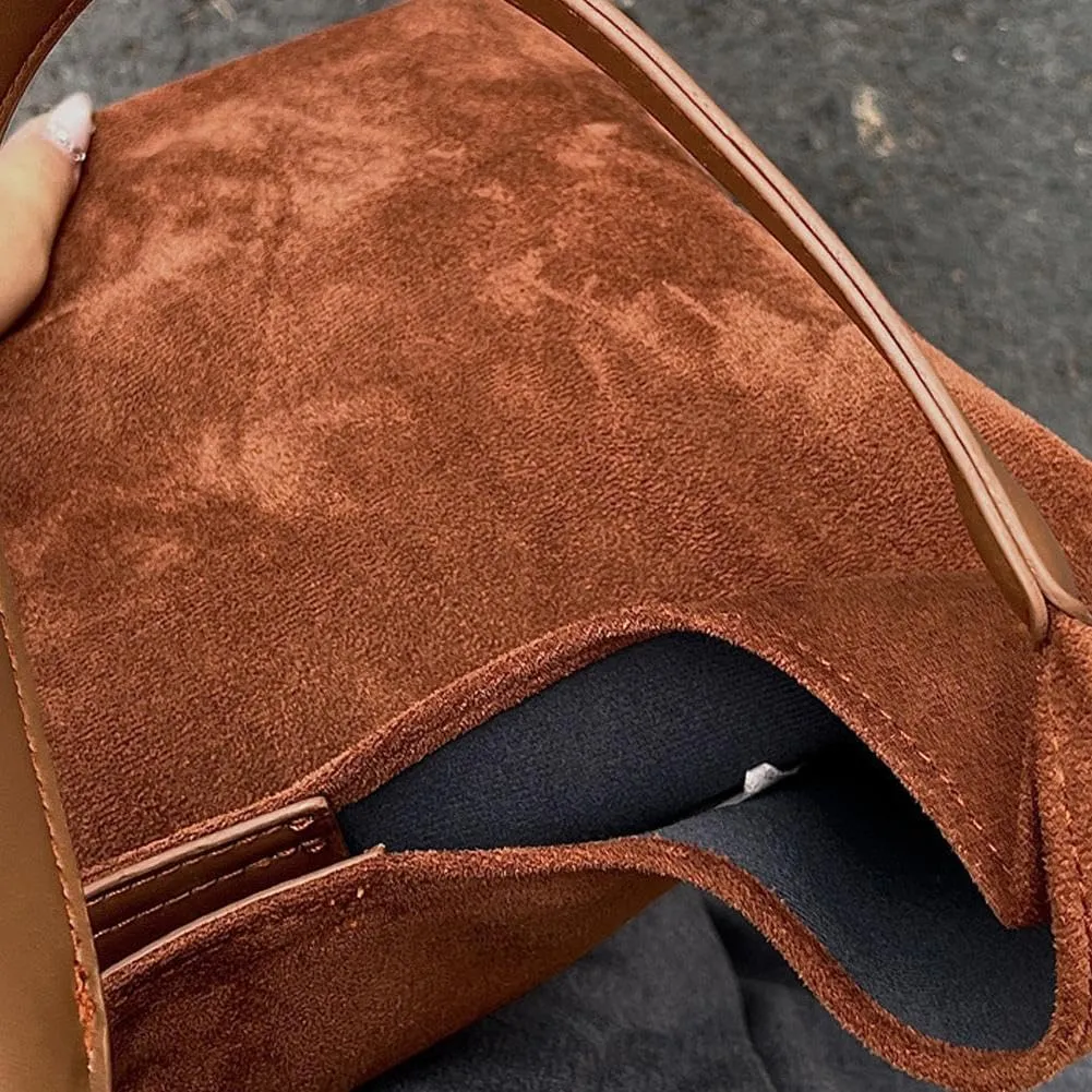 Hobo Bags for Women Velvet Tote Bag Retro PU Leather Crossbody Bag Shoulder Purses Handbag Ladies Top Handle Handbag