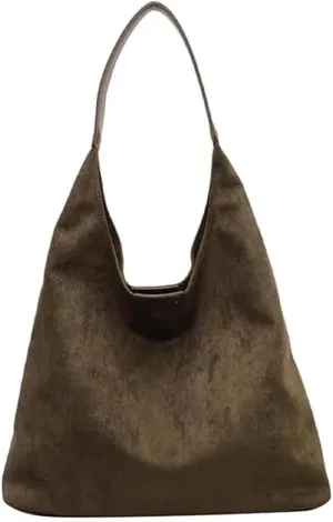 Hobo Bags for Women Velvet Tote Bag Retro PU Leather Crossbody Bag Shoulder Purses Handbag Ladies Top Handle Handbag