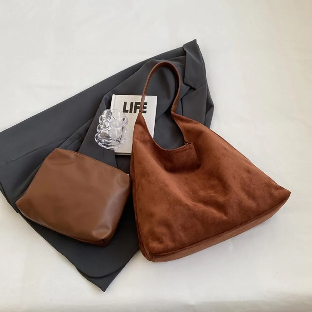Hobo Bags for Women Velvet Tote Bag Retro PU Leather Crossbody Bag Shoulder Purses Handbag Ladies Top Handle Handbag
