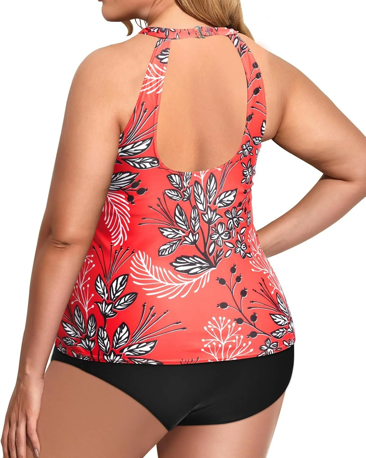 Holipick Two Piece Tankini Swimsuits for Women Tummy Control Bathing Suits High Neck Tankini Tops with Bikini Bottom