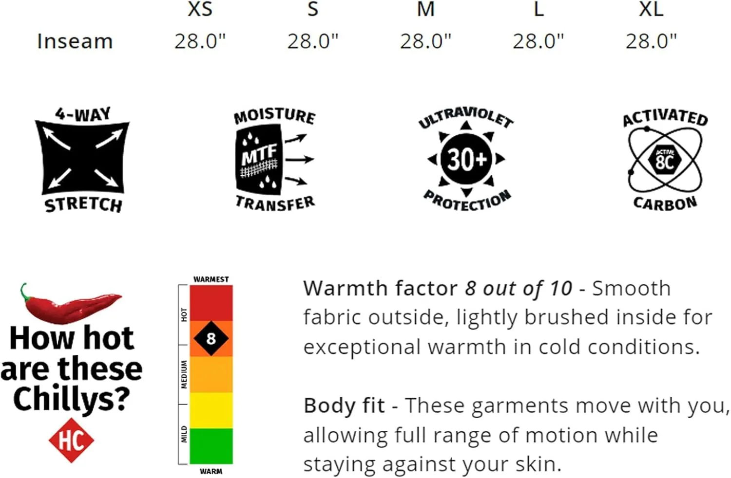 Hot Chillys Women's Micro-Elite Chamois Midweight Thermal Warming Stretching Body Fit Base Layer Legging with Pockets