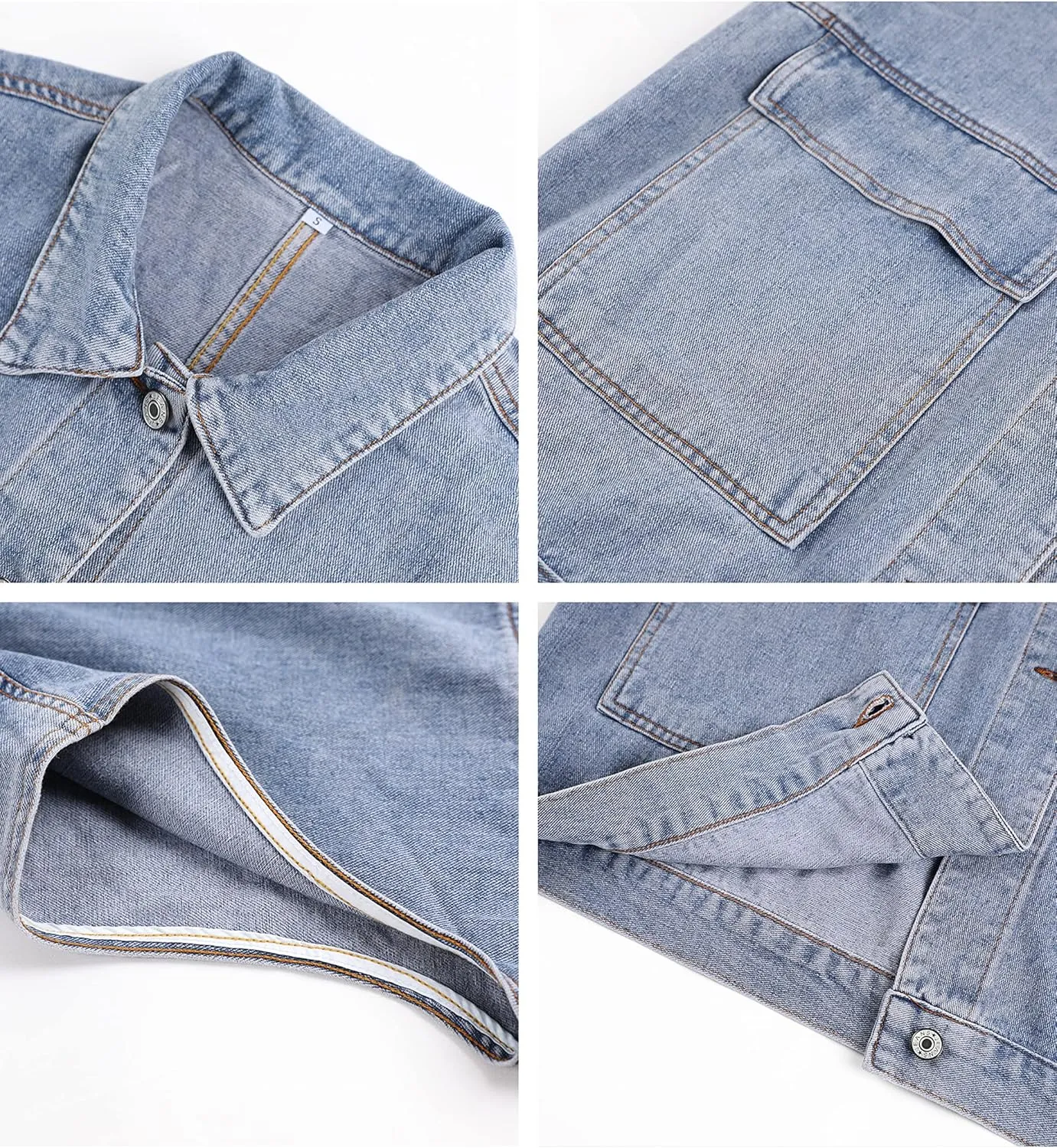 Huaqiao Womens Denim Vest Mid long Jacket Jean Sleeveless Vest with Pockets