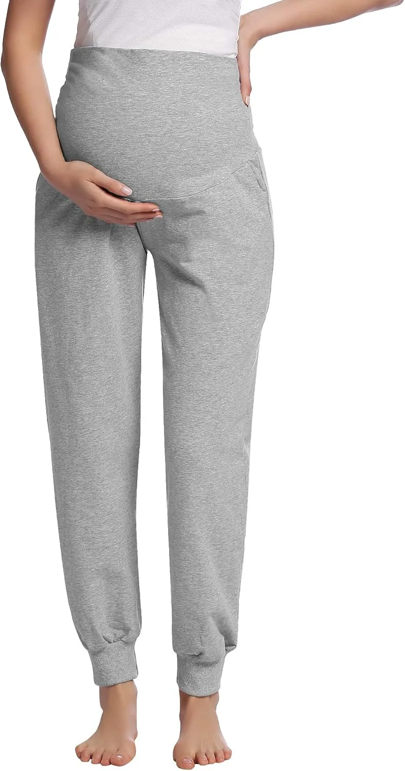 Joyaria Womens Maternity/Pregnancy Jogger Pants Over The Belly Sweatpants