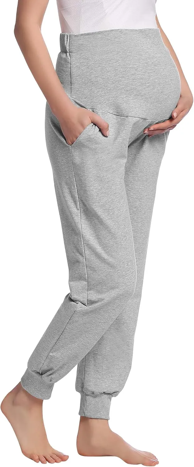 Joyaria Womens Maternity/Pregnancy Jogger Pants Over The Belly Sweatpants