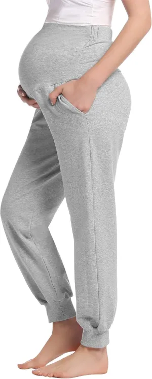 Joyaria Womens Maternity/Pregnancy Jogger Pants Over The Belly Sweatpants