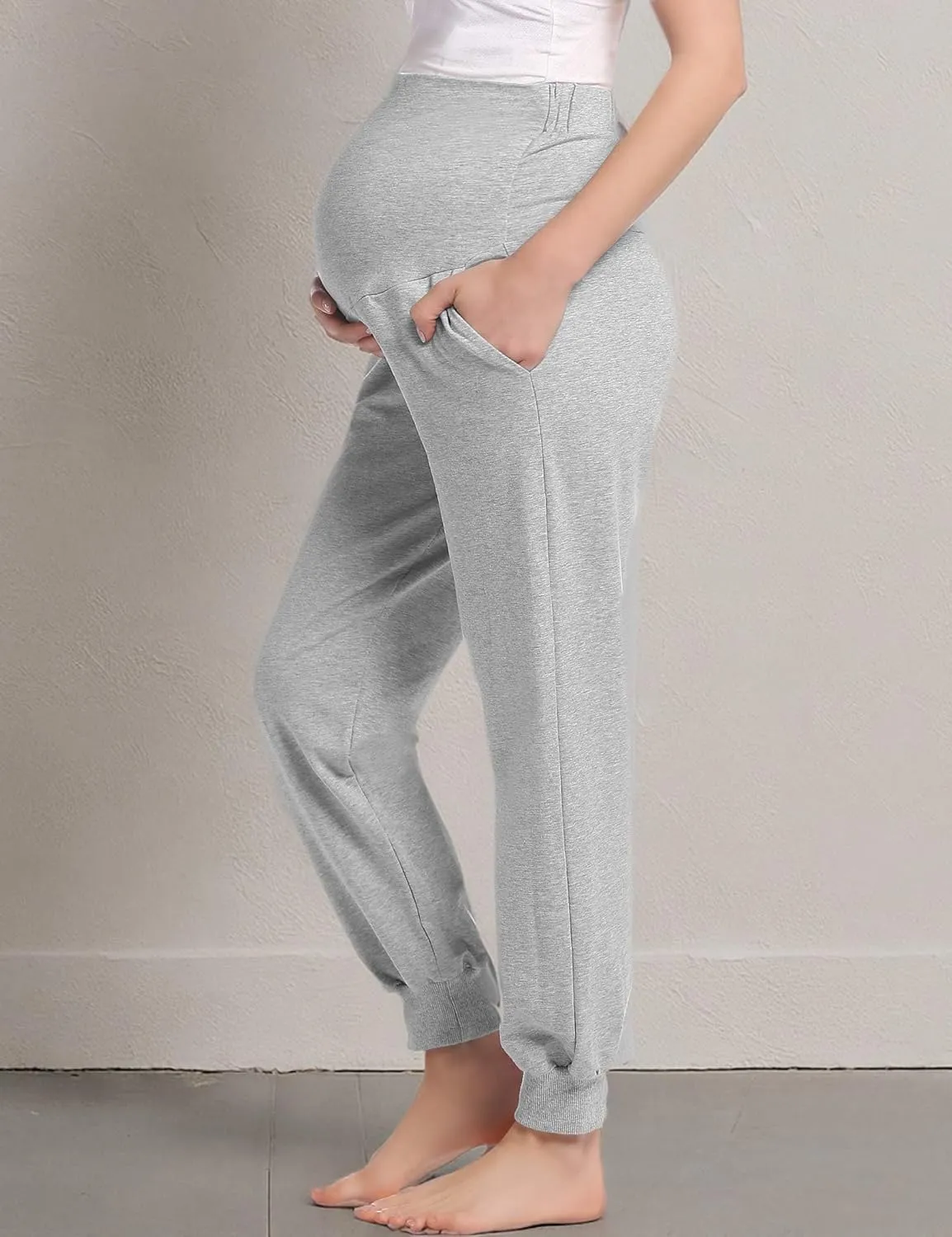 Joyaria Womens Maternity/Pregnancy Jogger Pants Over The Belly Sweatpants