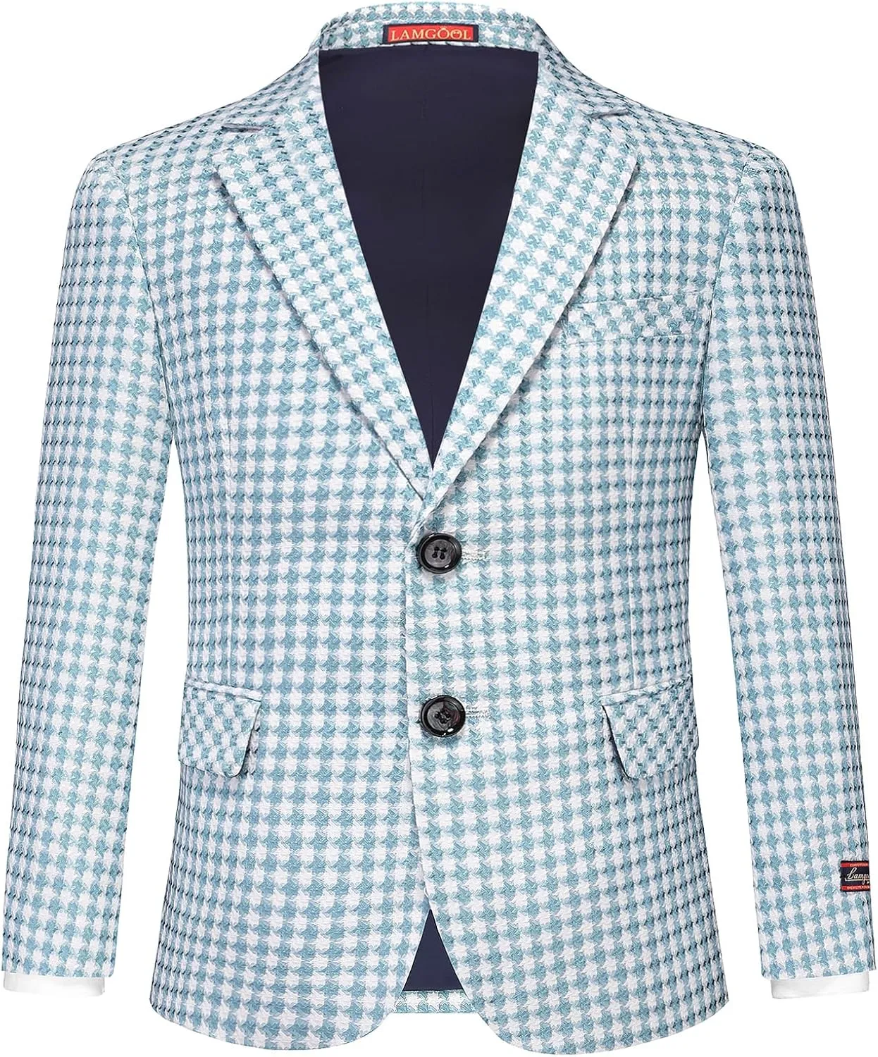 Lamgool Boys Suits 3 Piece Slim Fit Houndstooth Tuxedo Blazer Jacket Pant for Kids Prom Wedding Formal Dress Suit Set 4-16Y