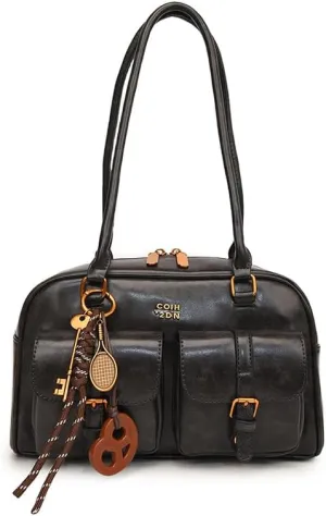 Leather Shoulder Bag Vintage Bag Y2k Purse Retro Women's Top-handle Handbags Multi Pocket Satchel Purse Trendy Underarm