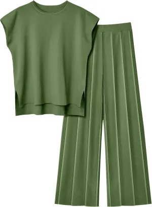 LILLUSORY 2 Piece Sets for Women Summer Vacation 2025 Lounge Outfits Matching Two Pcs Spring Knit Tracksuits Sweat Suits