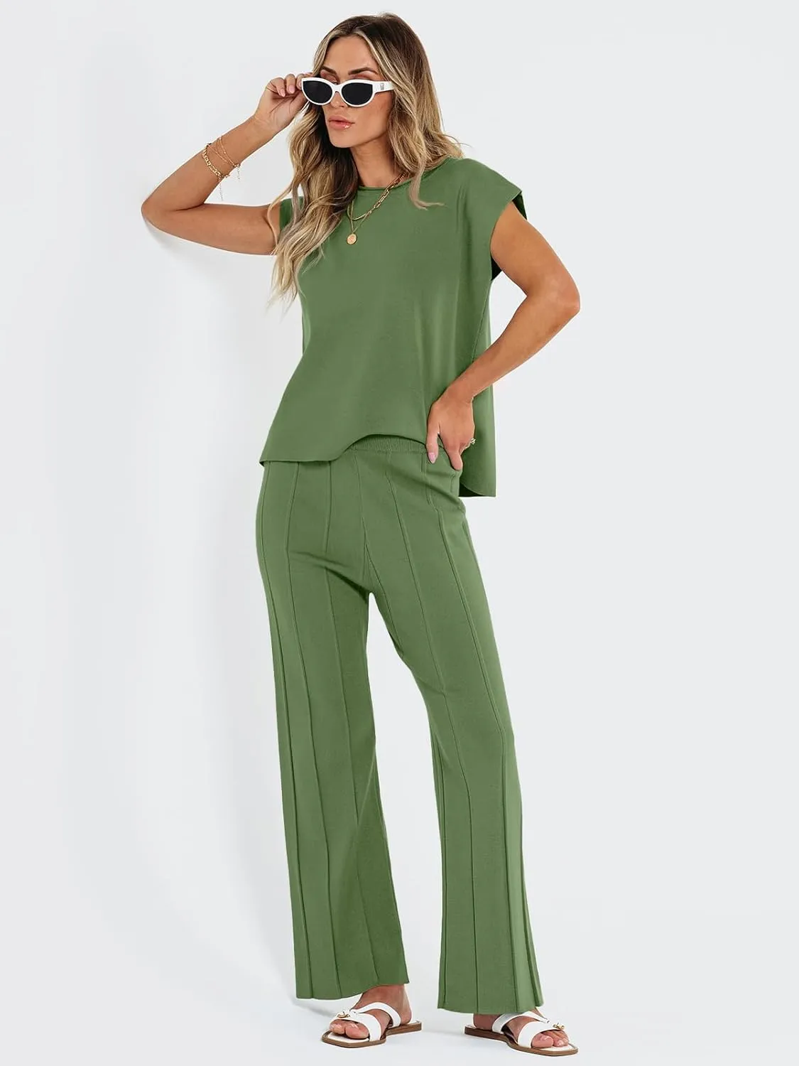 LILLUSORY 2 Piece Sets for Women Summer Vacation 2025 Lounge Outfits Matching Two Pcs Spring Knit Tracksuits Sweat Suits