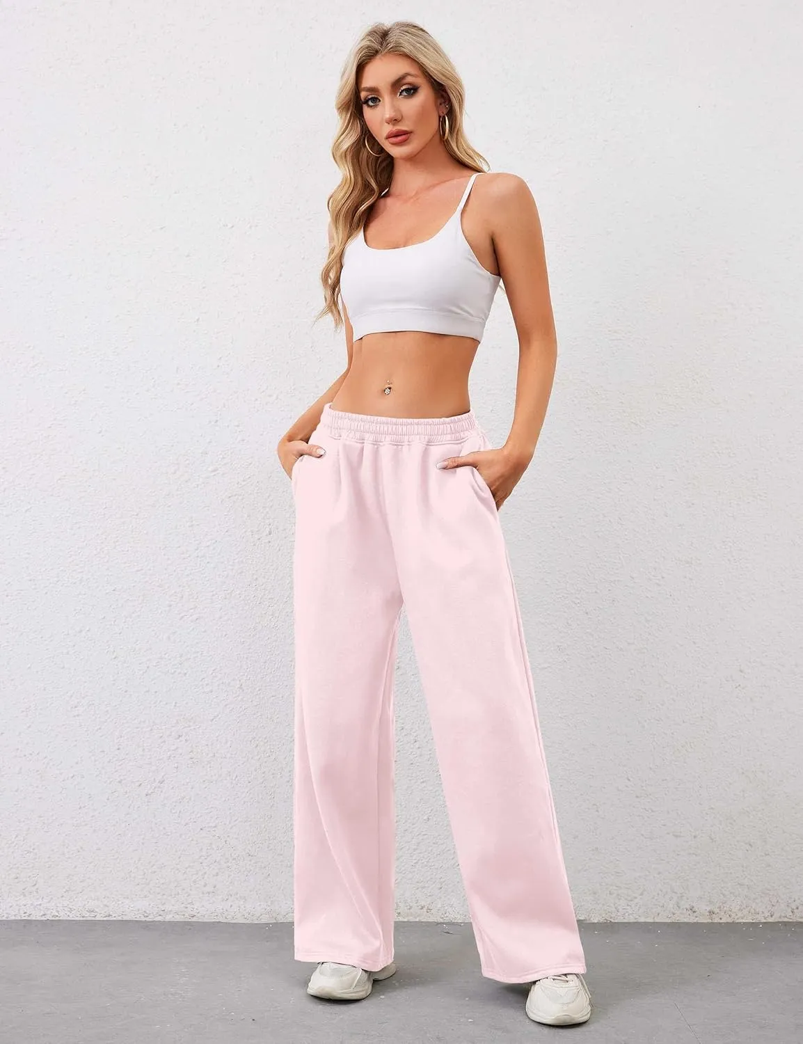 Livtany Womens Straight Leg Graphic Bow Print Sweatpants Wide Leg Elastic Waistband Lounge Pant Lounge Joggers with Pockets