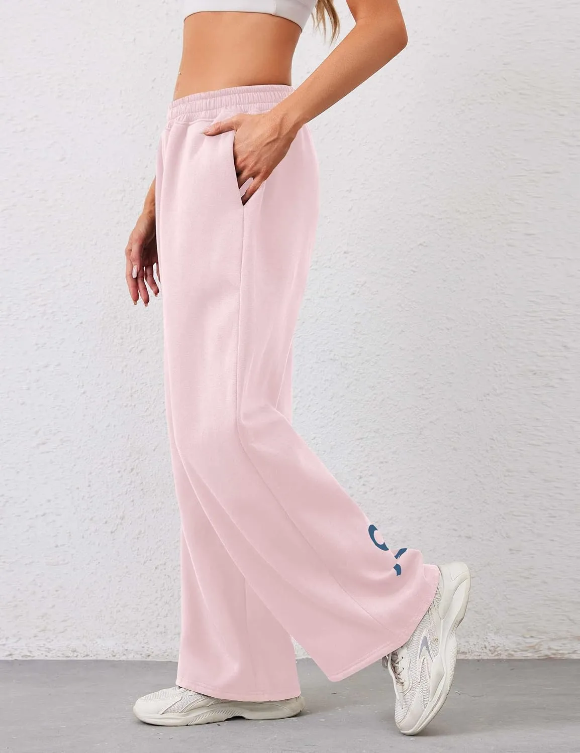 Livtany Womens Straight Leg Graphic Bow Print Sweatpants Wide Leg Elastic Waistband Lounge Pant Lounge Joggers with Pockets
