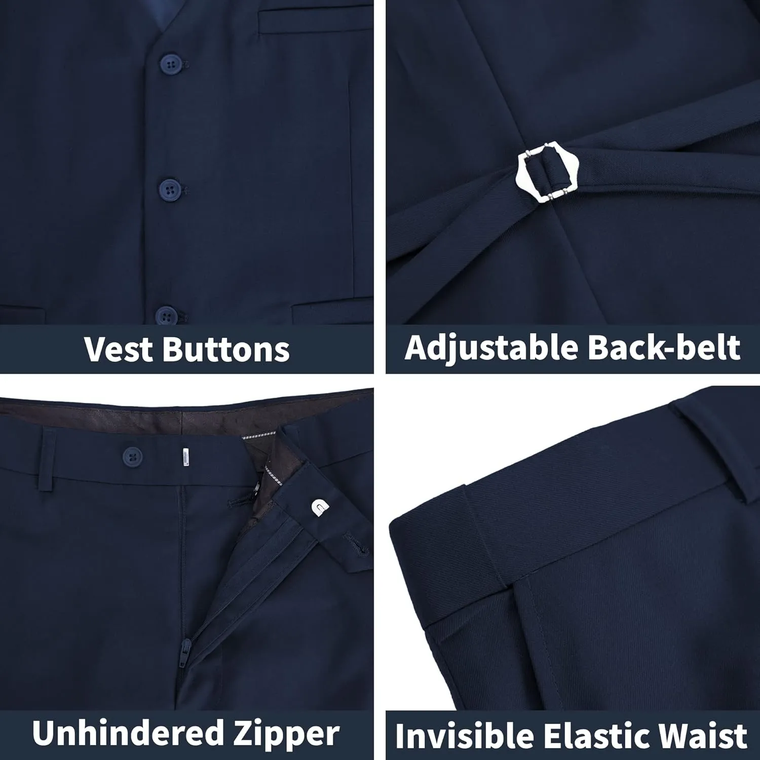 MAGE MALE Men's 3 Piece Suit Slim Fit Solid One Button Party Wedding Tuxedo Suits Blazer Jacket Vest Pants Set