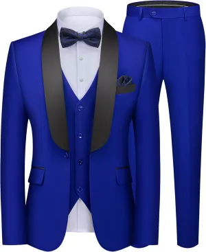 MAGE MALE Men's 3 Piece Suit Slim Fit Solid One Button Party Wedding Tuxedo Suits Blazer Jacket Vest Pants Set