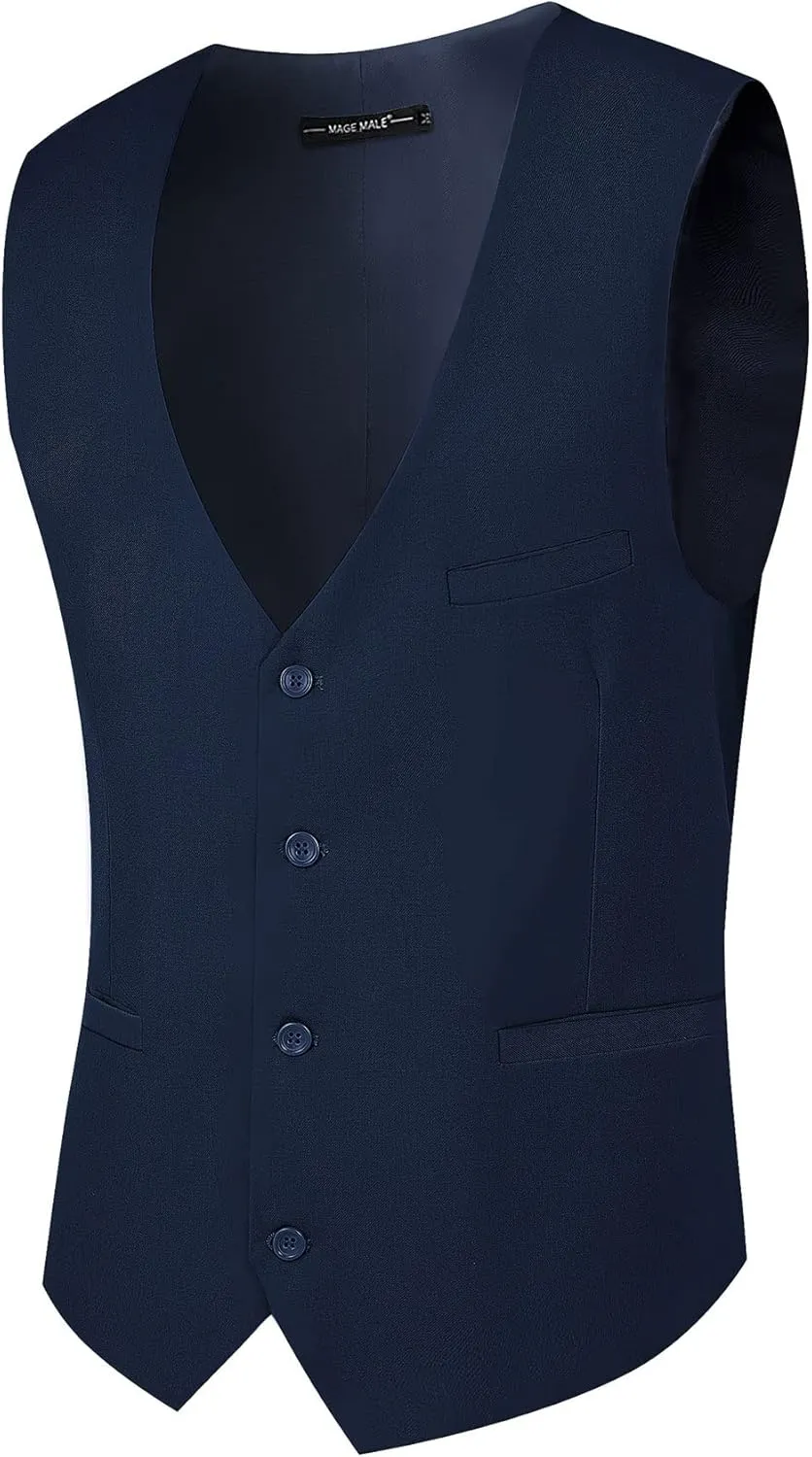 MAGE MALE Men's 3 Piece Suit Slim Fit Solid One Button Party Wedding Tuxedo Suits Blazer Jacket Vest Pants Set