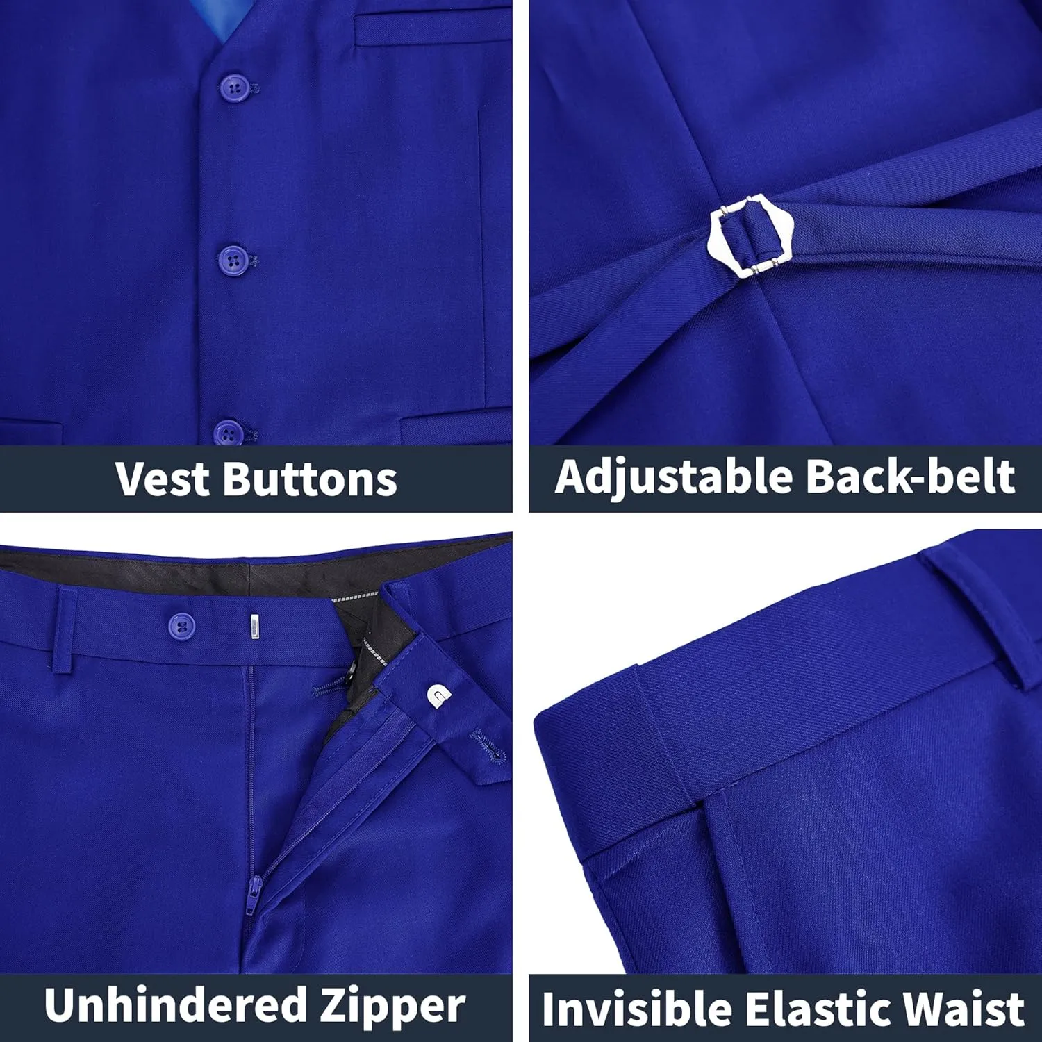MAGE MALE Men's 3 Piece Suit Slim Fit Solid One Button Party Wedding Tuxedo Suits Blazer Jacket Vest Pants Set