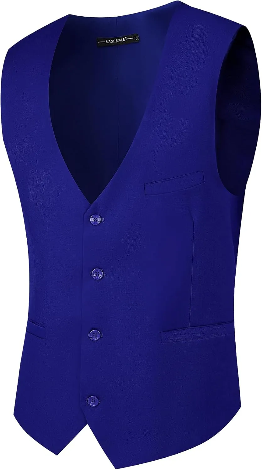 MAGE MALE Men's 3 Piece Suit Slim Fit Solid One Button Party Wedding Tuxedo Suits Blazer Jacket Vest Pants Set