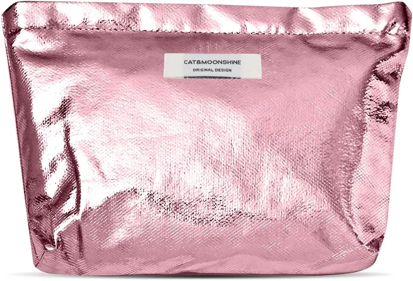 Makeup Bag Cute Luxury Shiny Glitter Cosmetic Bag Canvas Toiletry Bag Travel Makeup Pouch Organiser Bag for Women Girls-Pink