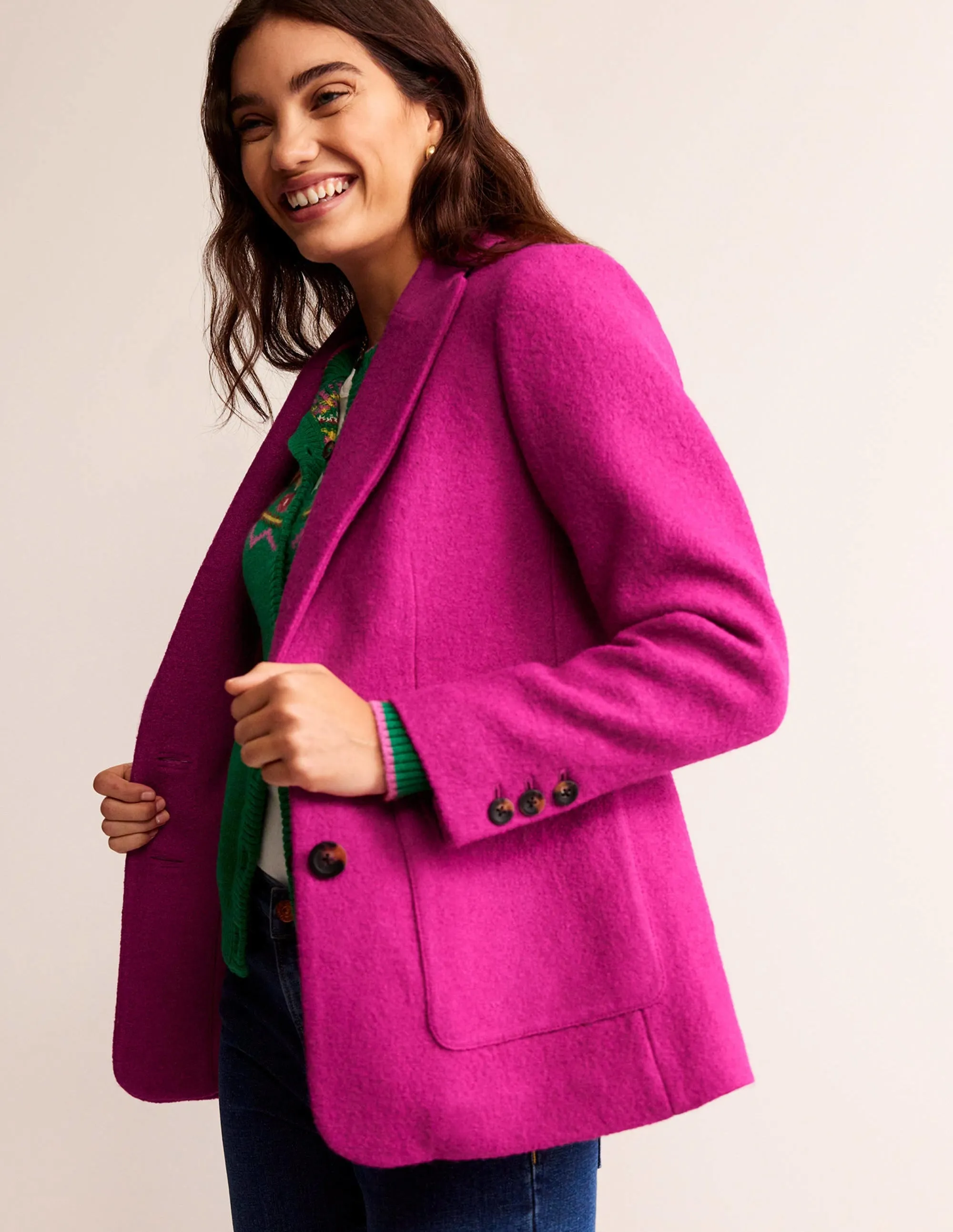 Marylebone Textured Blazer-Magenta