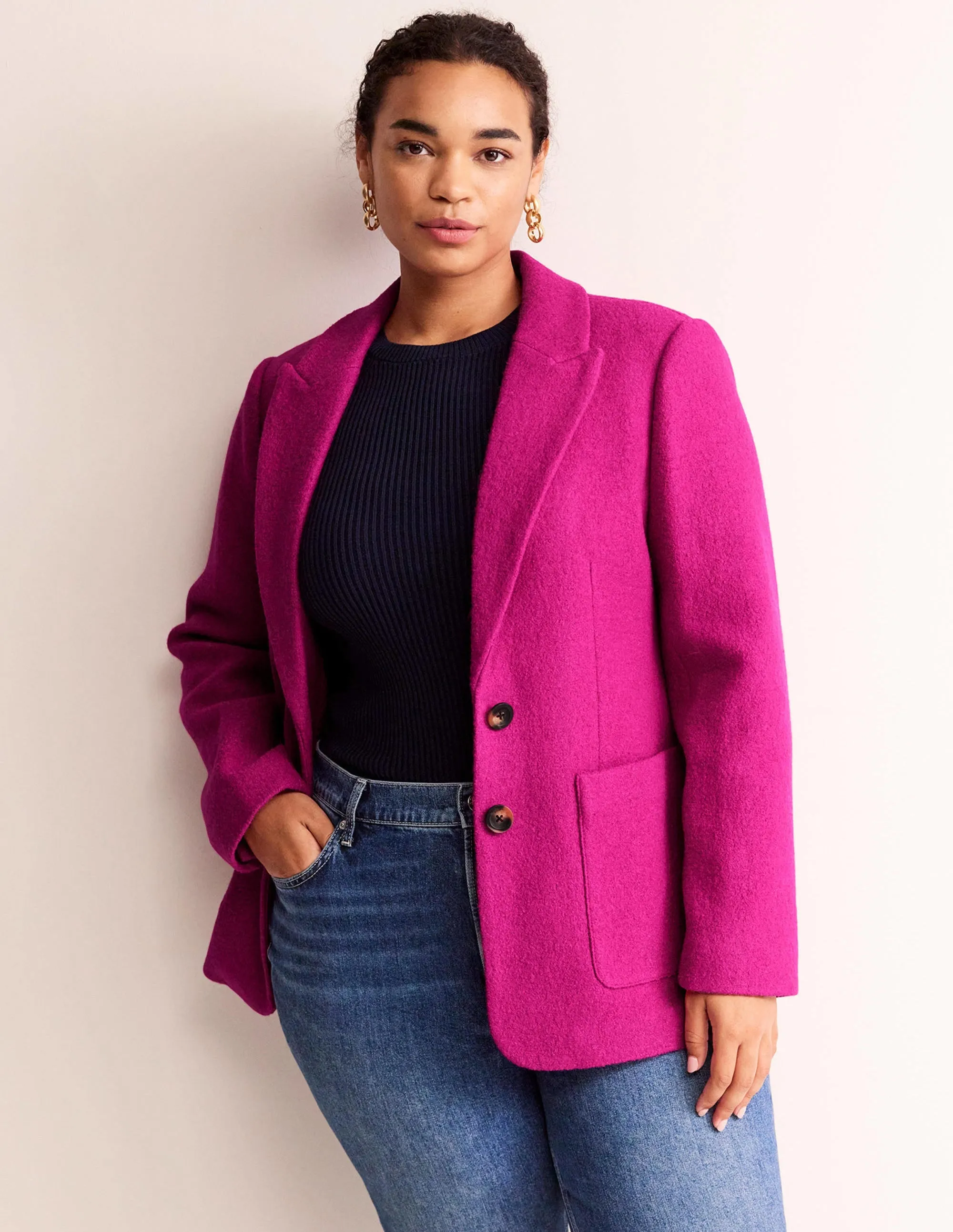 Marylebone Textured Blazer-Magenta