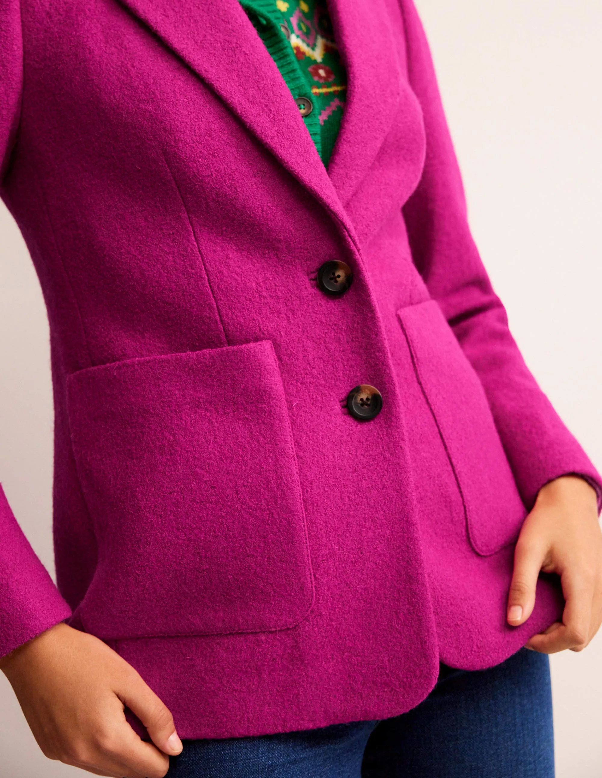 Marylebone Textured Blazer-Magenta