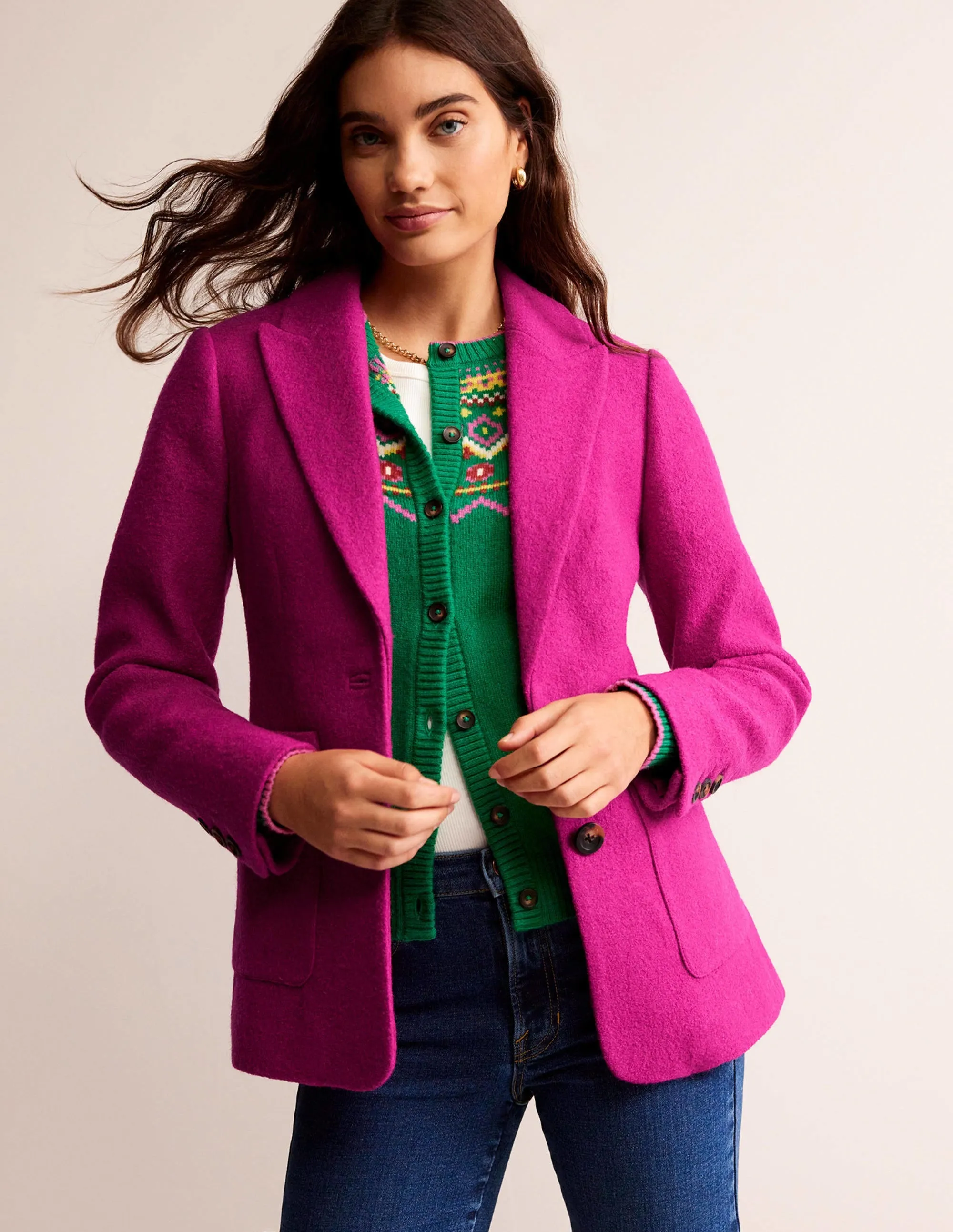 Marylebone Textured Blazer-Magenta