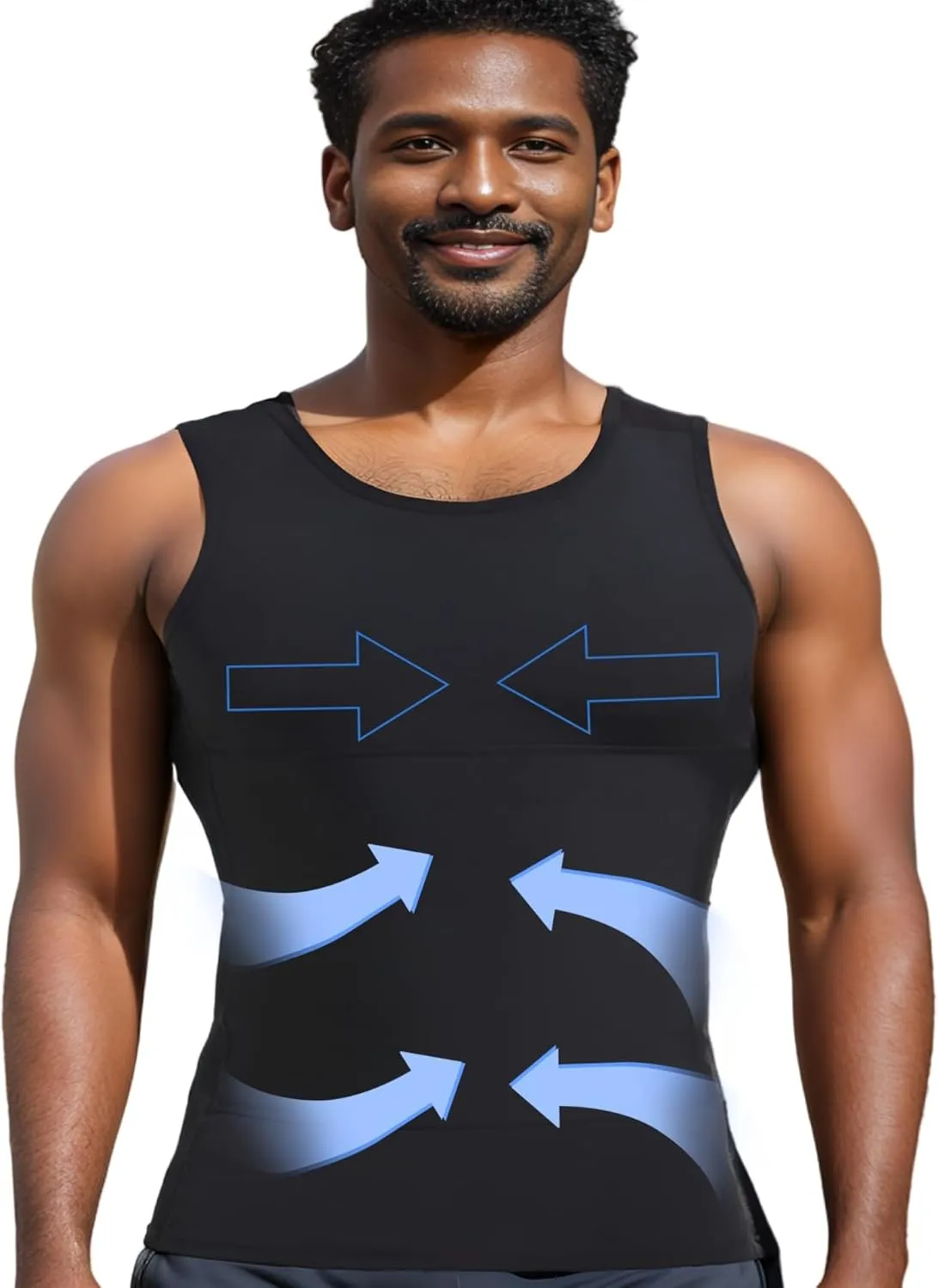 Men Slimming Tummy Control Chest Compression Hide Gynecomastia Undershirt Shapewear