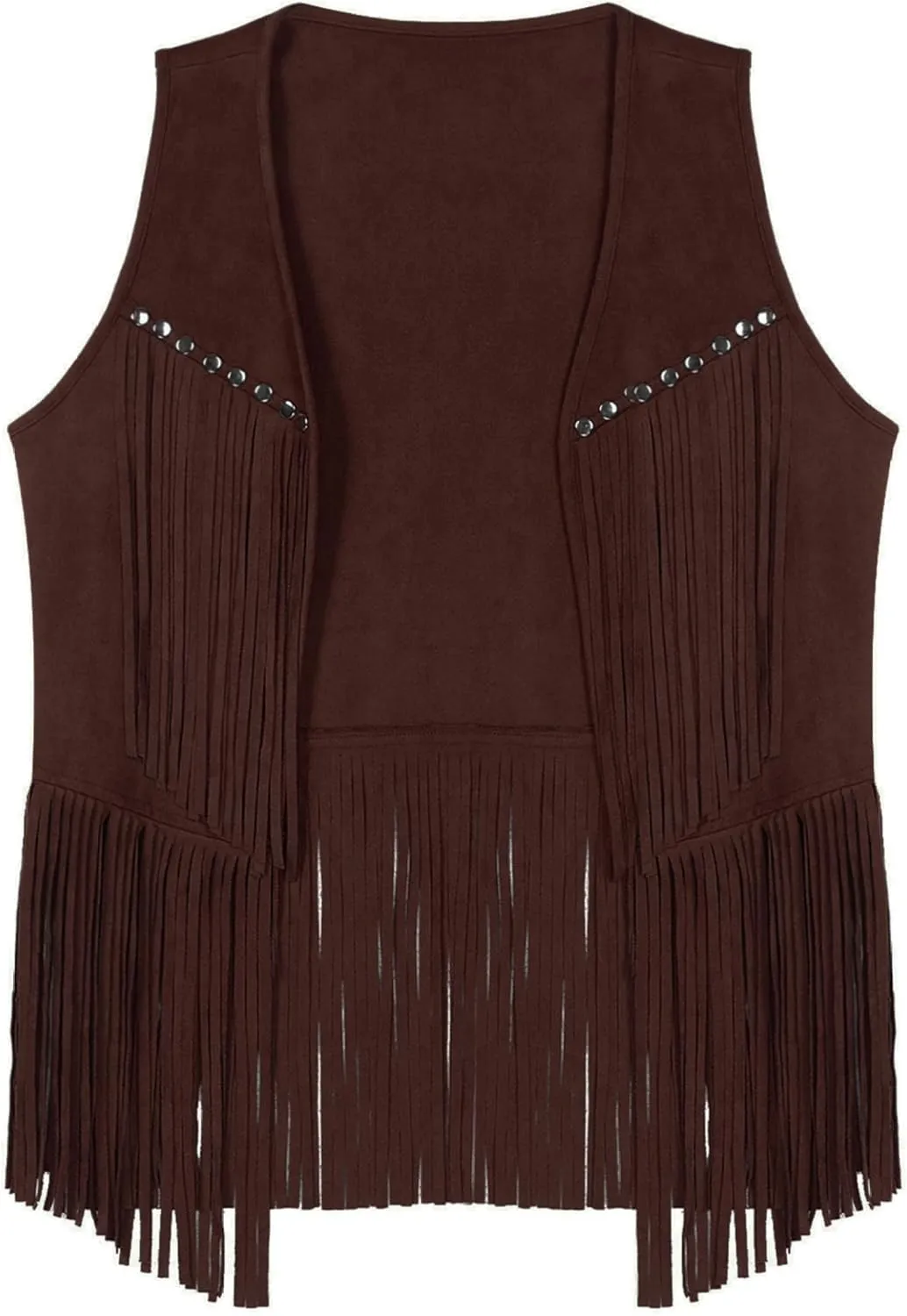 Men's Cowboy Western Suede Leather Tassel Sleeveless Vest Jacket Gothic Waistcoat Coat