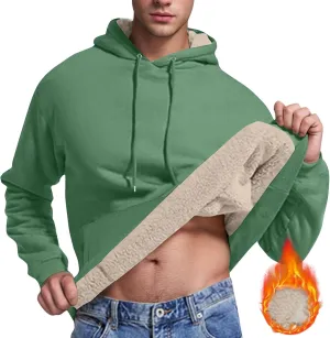 Mens Hoodies Heavyweight Fleece Lined Hoodie Warm Winter Pullover Thermal Hooded Sweatshirt with Kangaroo Pocket
