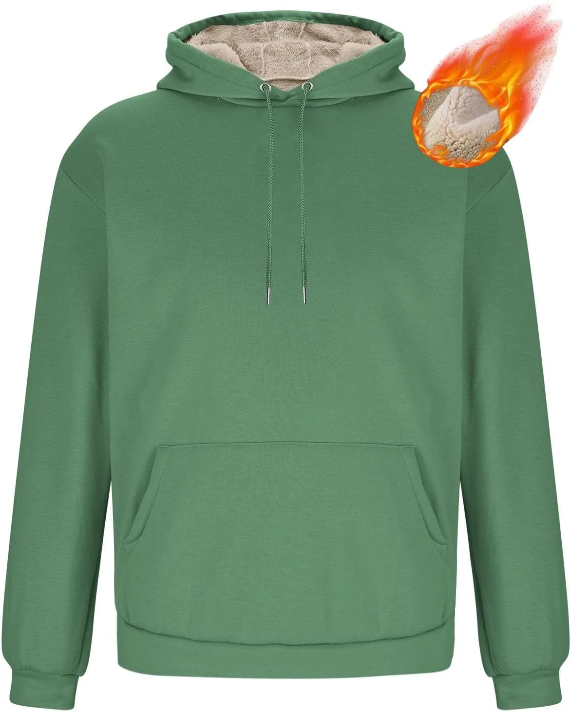 Mens Hoodies Heavyweight Fleece Lined Hoodie Warm Winter Pullover Thermal Hooded Sweatshirt with Kangaroo Pocket