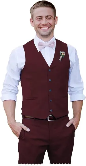Men's Suit Vest and Pants Set 2 Piece Formal Bussiness Wedding Slim Fit Suits Groomsmen Prom Casual Suits