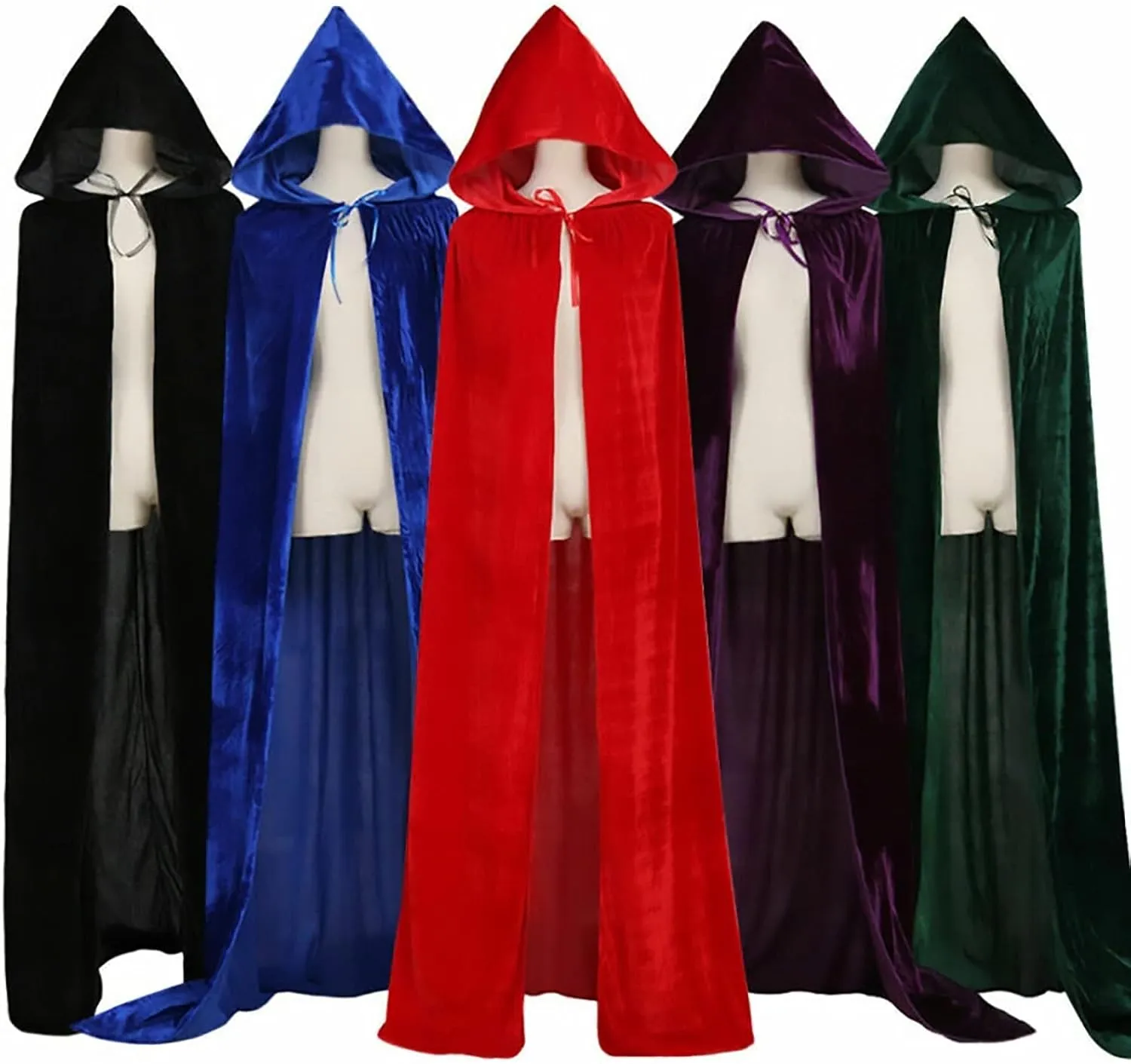 MIAOLLUN Halloween Cloak, Unisex Halloween Cape Robe with Hood Velvet Hooded Cape for Halloween Cosplay Costumes,Blue,170cm