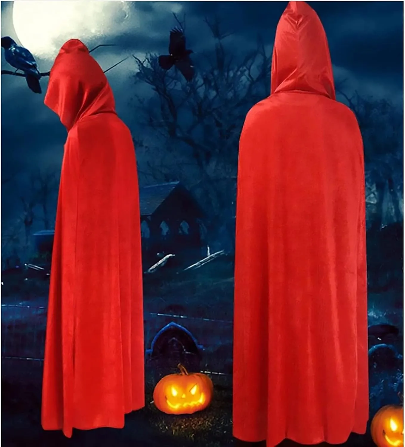 MIAOLLUN Halloween Cloak, Unisex Halloween Cape Robe with Hood Velvet Hooded Cape for Halloween Cosplay Costumes,Blue,170cm
